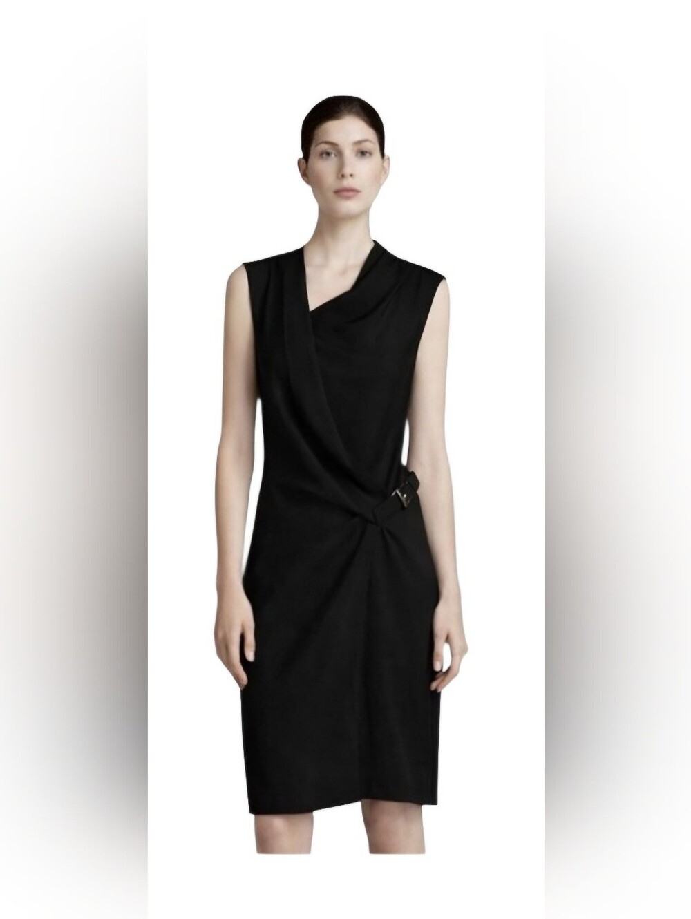 Helmut Lang Faux Wrap With Side Belt Detail Wool Blend Dress Size 2